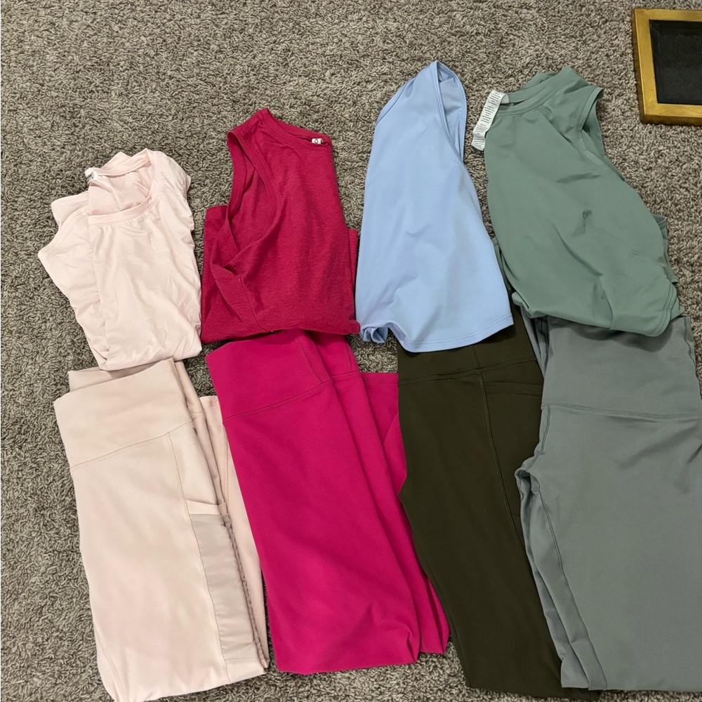 Stylish Women's Leggings Set - Pink, Red, Blue, Green, Gray